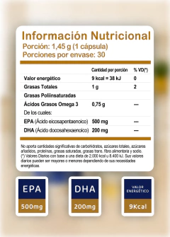 OMEGA 3 PLUS con EPA 500mg - DHA 200mg - Alta Pureza, foto 4 de 9