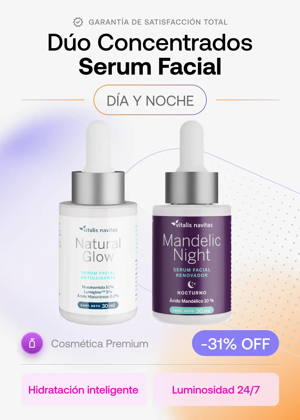 DUO DE CONCENTRADOS: Serum Natural Glow + Serum Mandelic Night