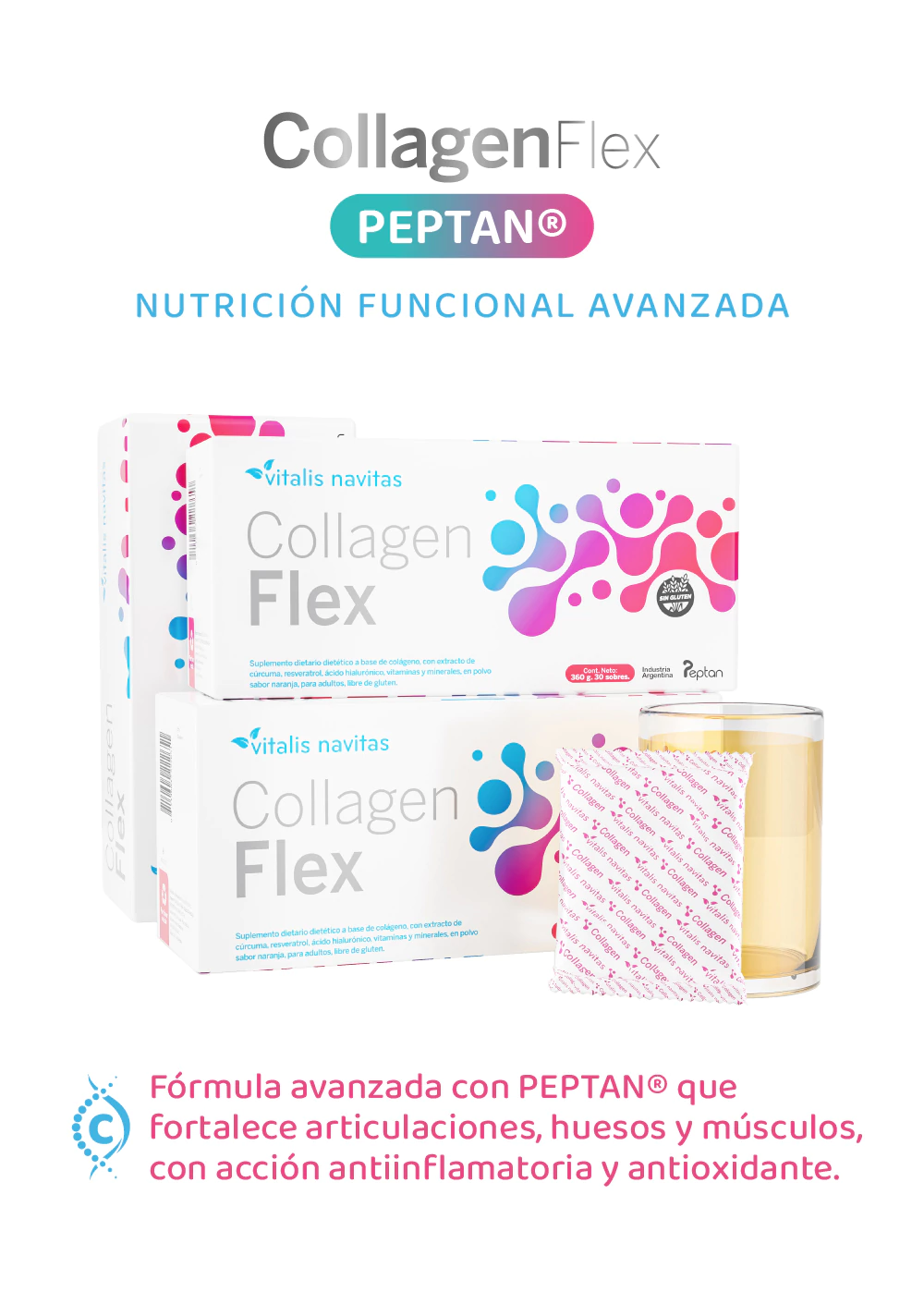 Vitalis Collagen Flex - Colágeno PEPTAN® en monodosis diarias