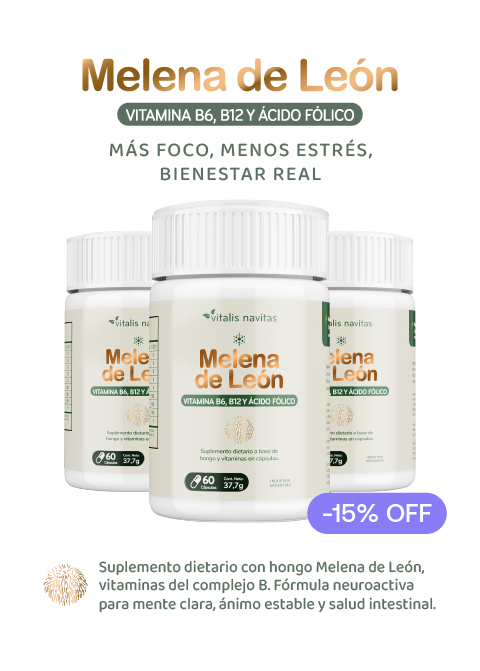 Melena de León + B6, B12 y Ácido Fólico - Más foco. Menos estrés.