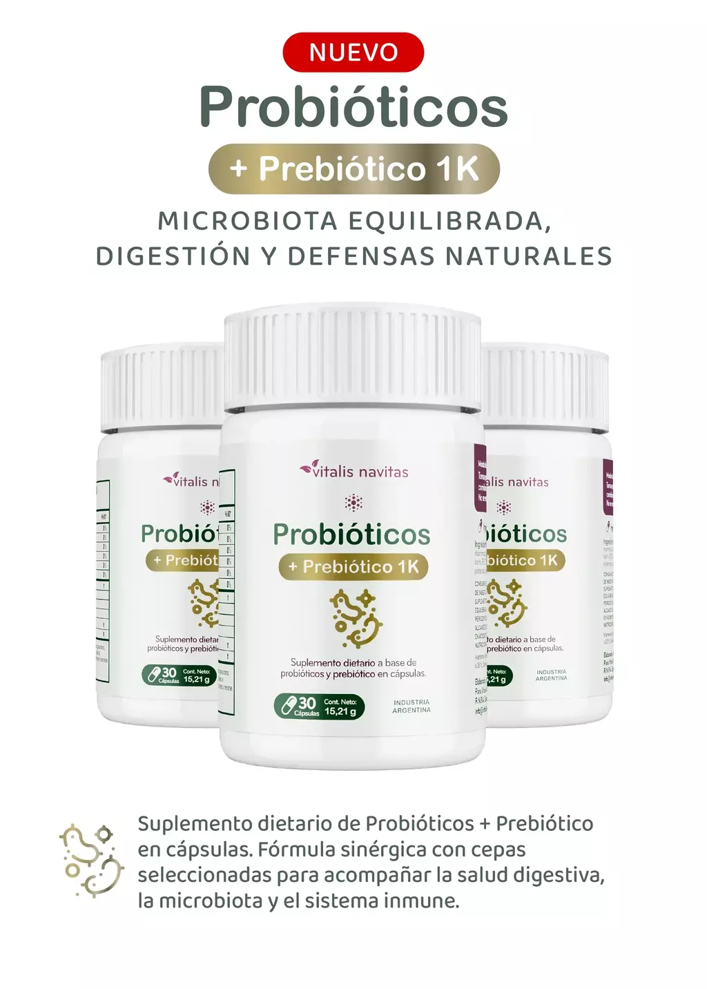 Probióticos + Prebiótico 1k - Microbiota equilibrada, digestión y defensas naturales