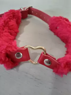 Infarta collar rojo de peluche y cuero - INF014.002, foto 2 de 2