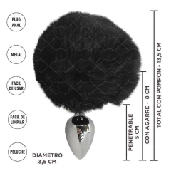 Sexa plug de metal 8 x 3,5 cm, con pompon negro - Ss-sf-70377, foto 2 de 2