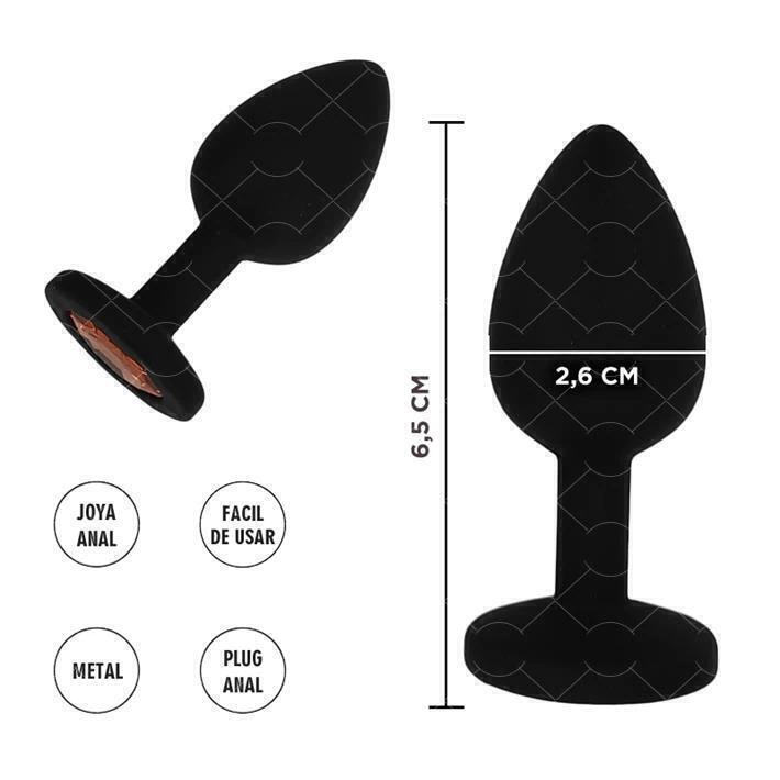 Sexa plug anal de silicona tamaño chico con gema naranja - Ss-sf-70464