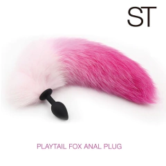 But plug anal de silicona tamaño mediano con cola fucsia y rosa - 25062241- playtail, foto 2 de 2