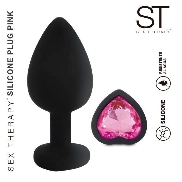 But plug anal de silicona, tamaño grande con gema rosa - BY17-155