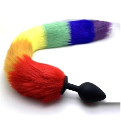 Infarta plug anal de silicona tamañao mediano con cola de colores- ft-SMFQ3-M- playtail, foto 2 de 3