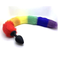 Infarta plug anal de silicona tamañao mediano con cola de colores- ft-SMFQ3-M- playtail, foto 3 de 3
