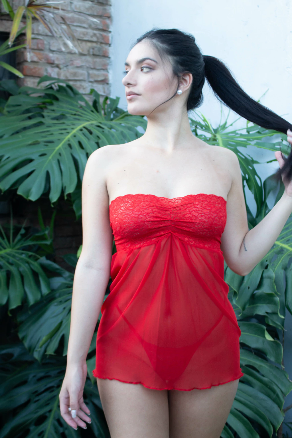 Malena baby doll strapless rojo- 2007
