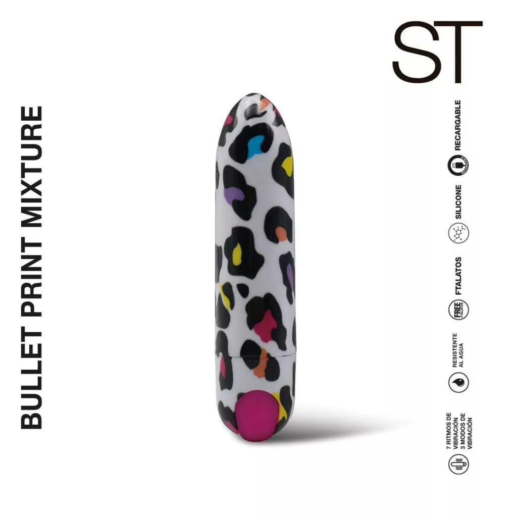 But balita vibradora recargable con estampado animal print - St-bu-0061
