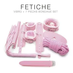 But set bondage 7 piece + Vibrador - St-kit-0095 pink