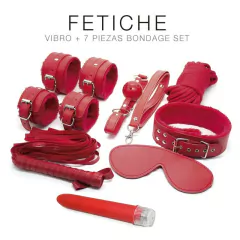 But set bondage 7 piece + Vibrador - St-kit-0095 red
