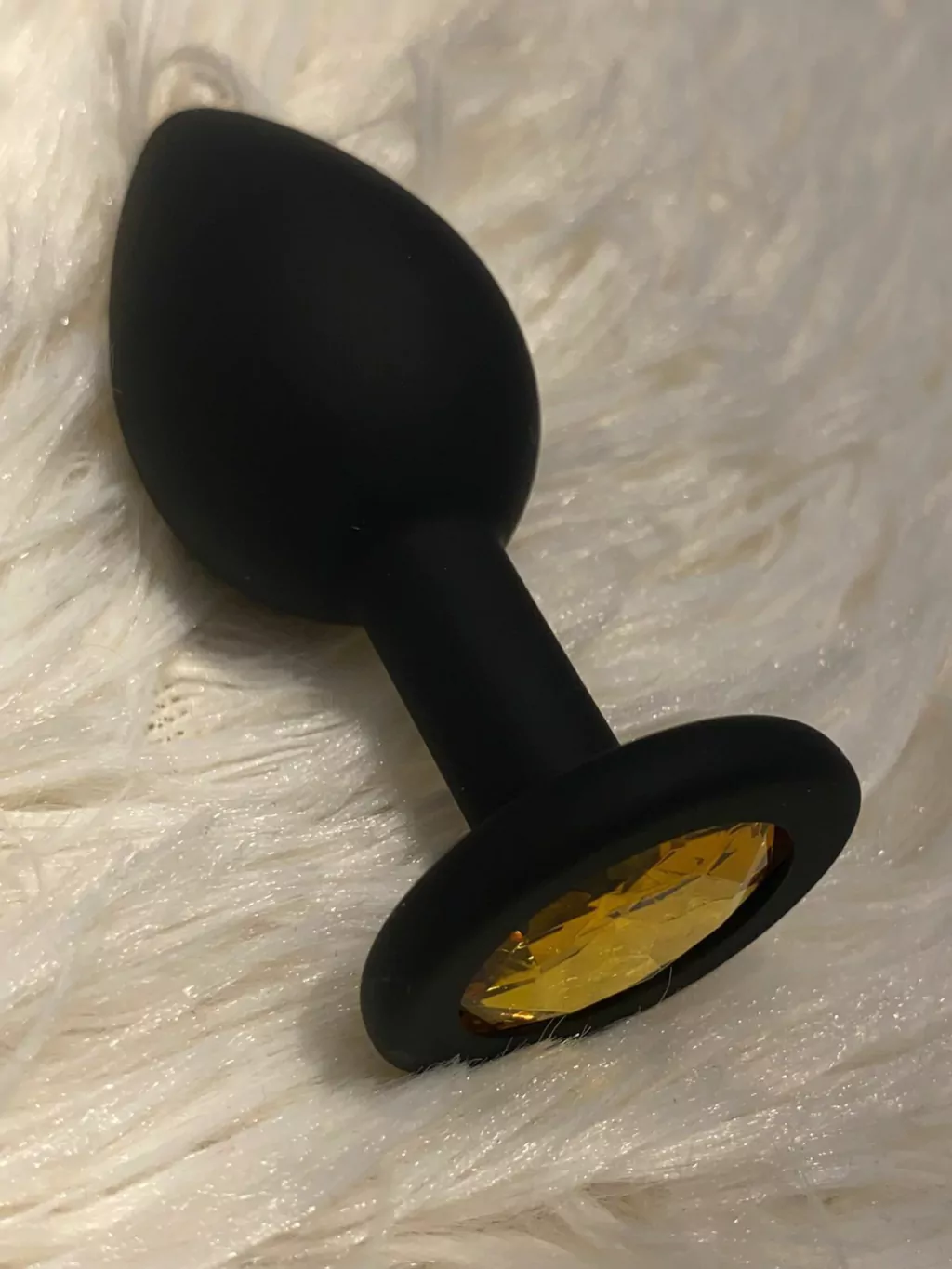 Sexa plug anal de silicona tamaño chico con gema dorada - Ss-sf-11058a