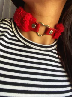 Infarta collar rojo de peluche y cuero - INF014.002, foto 1 de 2