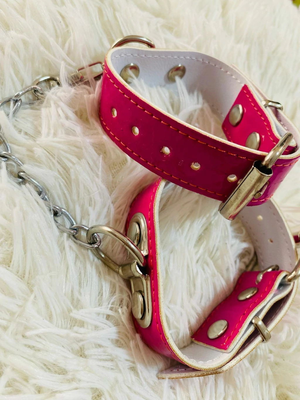 Kubiak esposas finas fucsia charol con cadena - KS21451