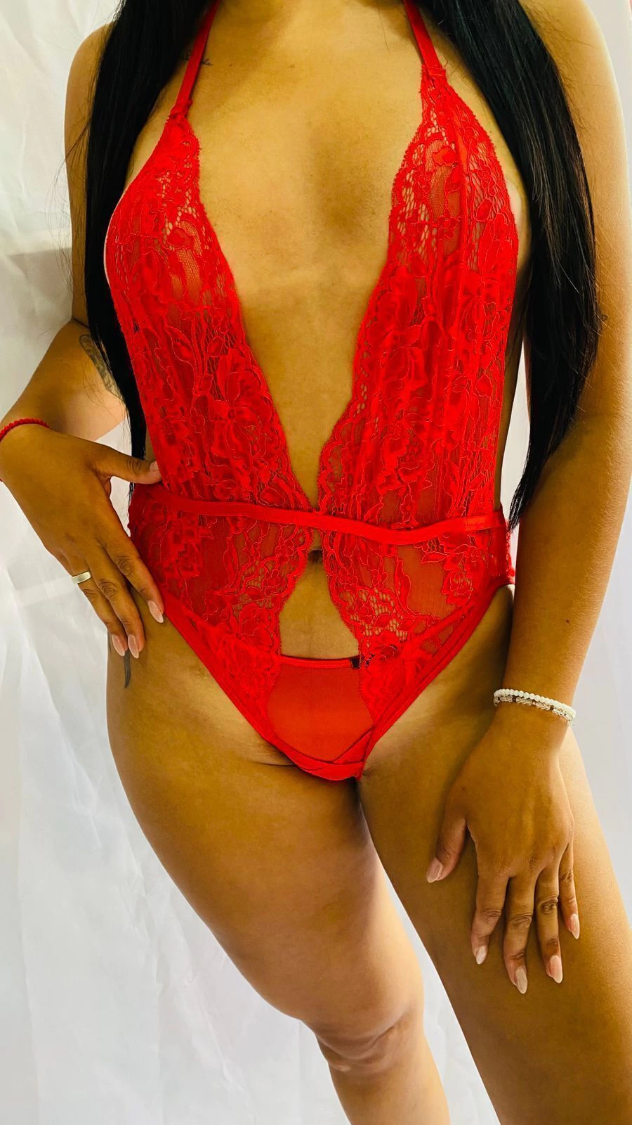 Lad body de encaje abierto rojo - 155