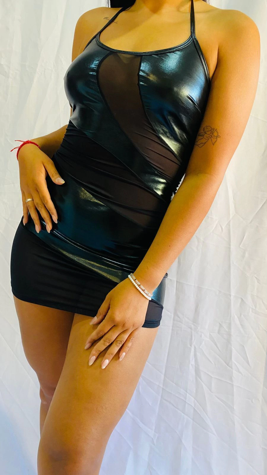 Ede vestido dos tiras vinilo y tul - 522