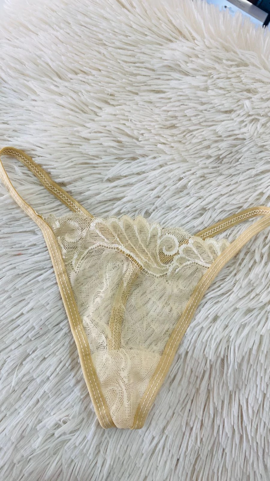 Sweet tanga de encaje hilo beige - 119