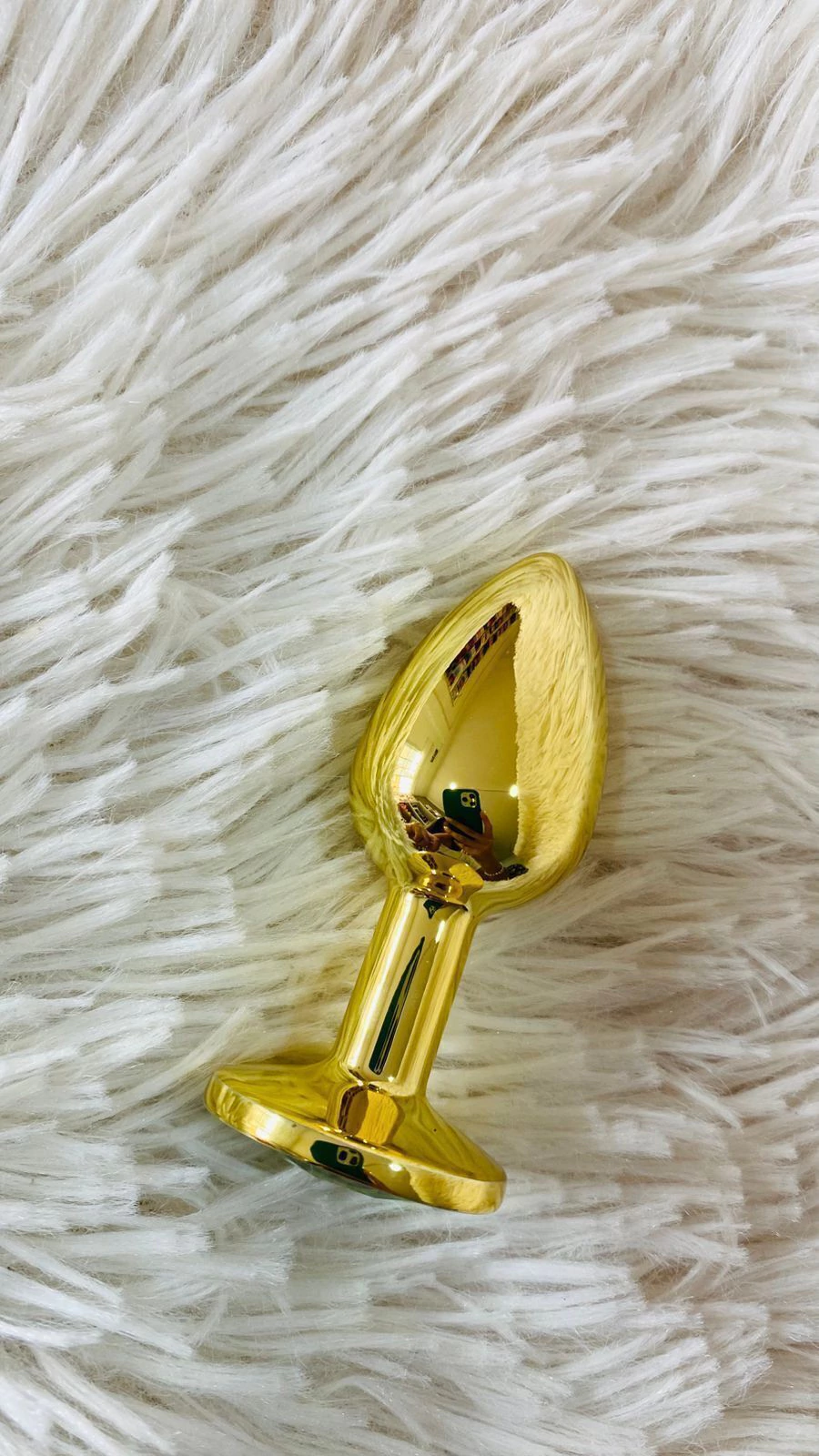 Sexa plug de metal dorado tamaño chico con gema amarilla - Ss-sf-11053gsv