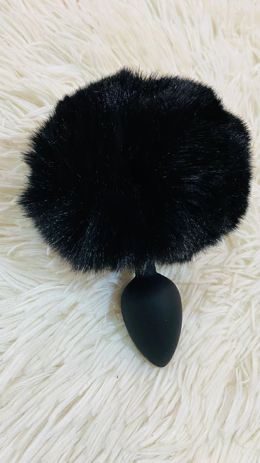Sexa plug anal de silicona 3 x 7 cm, con pompon black - Ss-sf-70462
