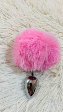Sexa plug de metal 7 x 3 cm, con pompon rosa - Ss-sf-70372, foto 1 de 3