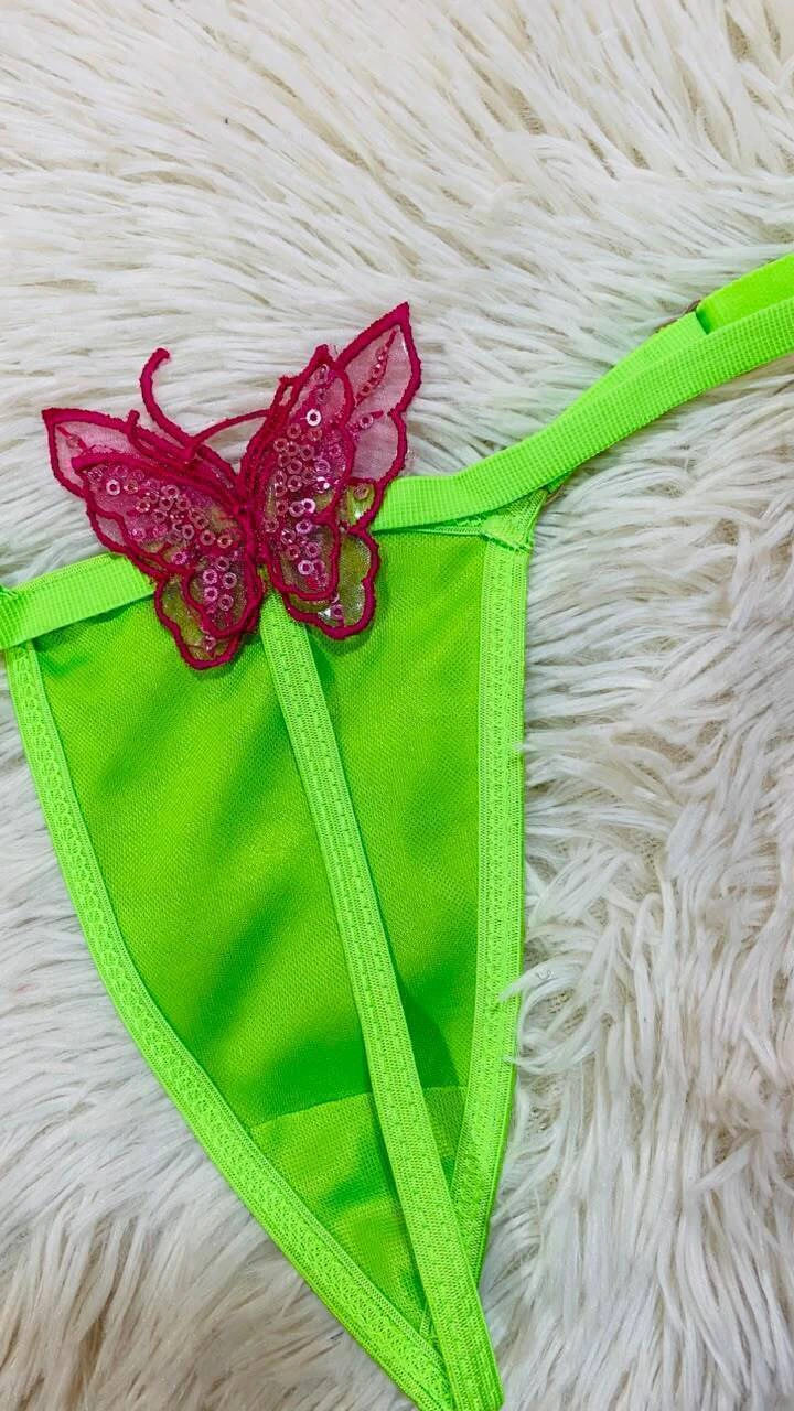 Sweet less verde mariposa fucsia - 1560