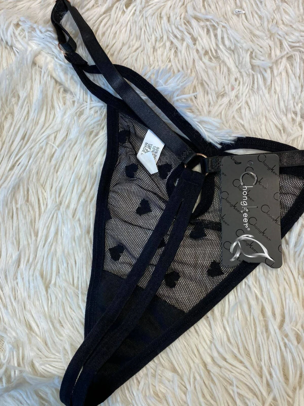Sweet tanga hilo de tul negra - F006
