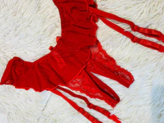 Sweet tanga abierta con portaligas y pollerita roja - 126, foto 2 de 2