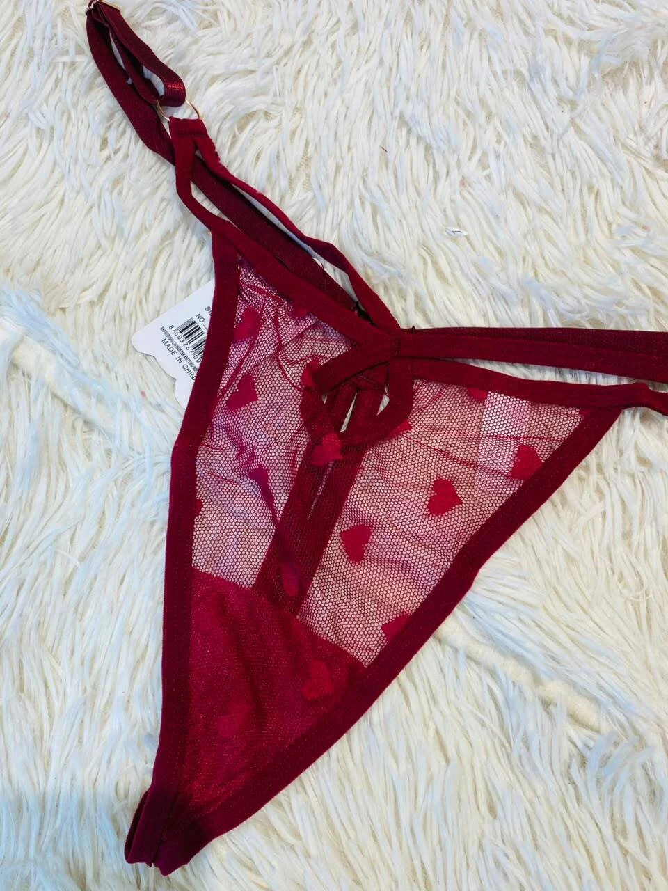 Sweet tanga hilo de tul bordo - F006