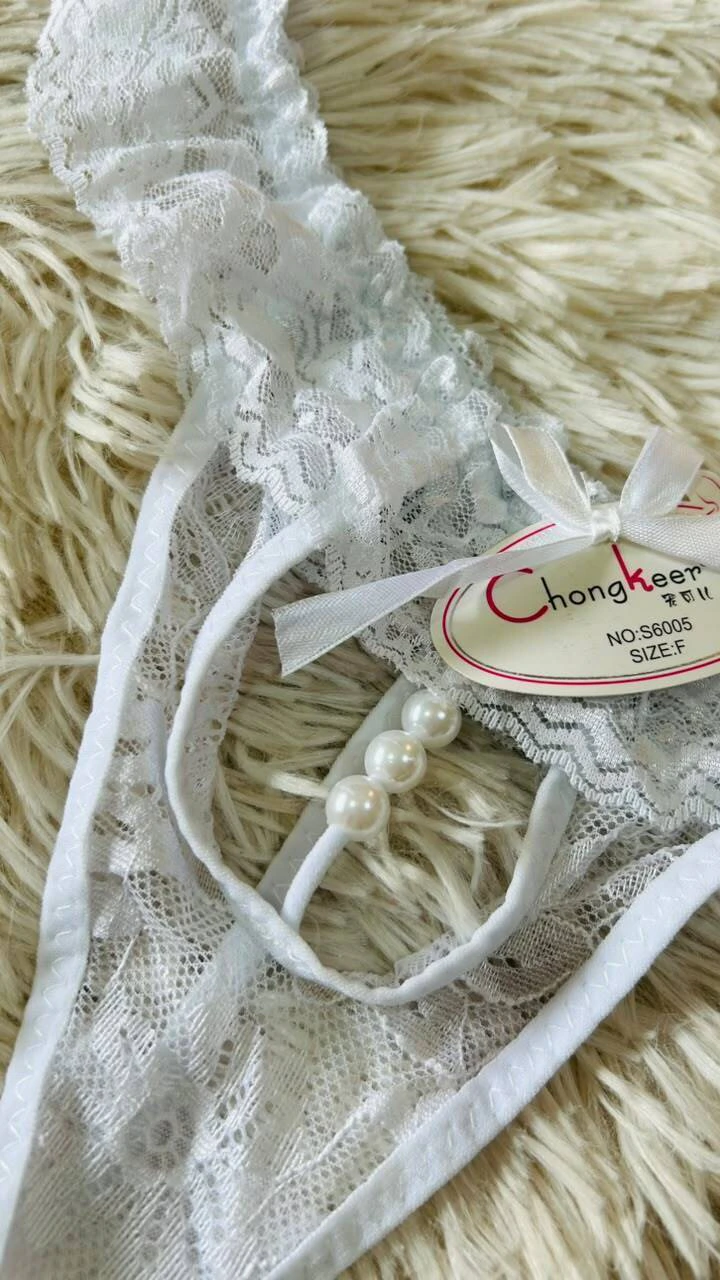 Sweet tangade encaje hilo blanca con perlas - S6005
