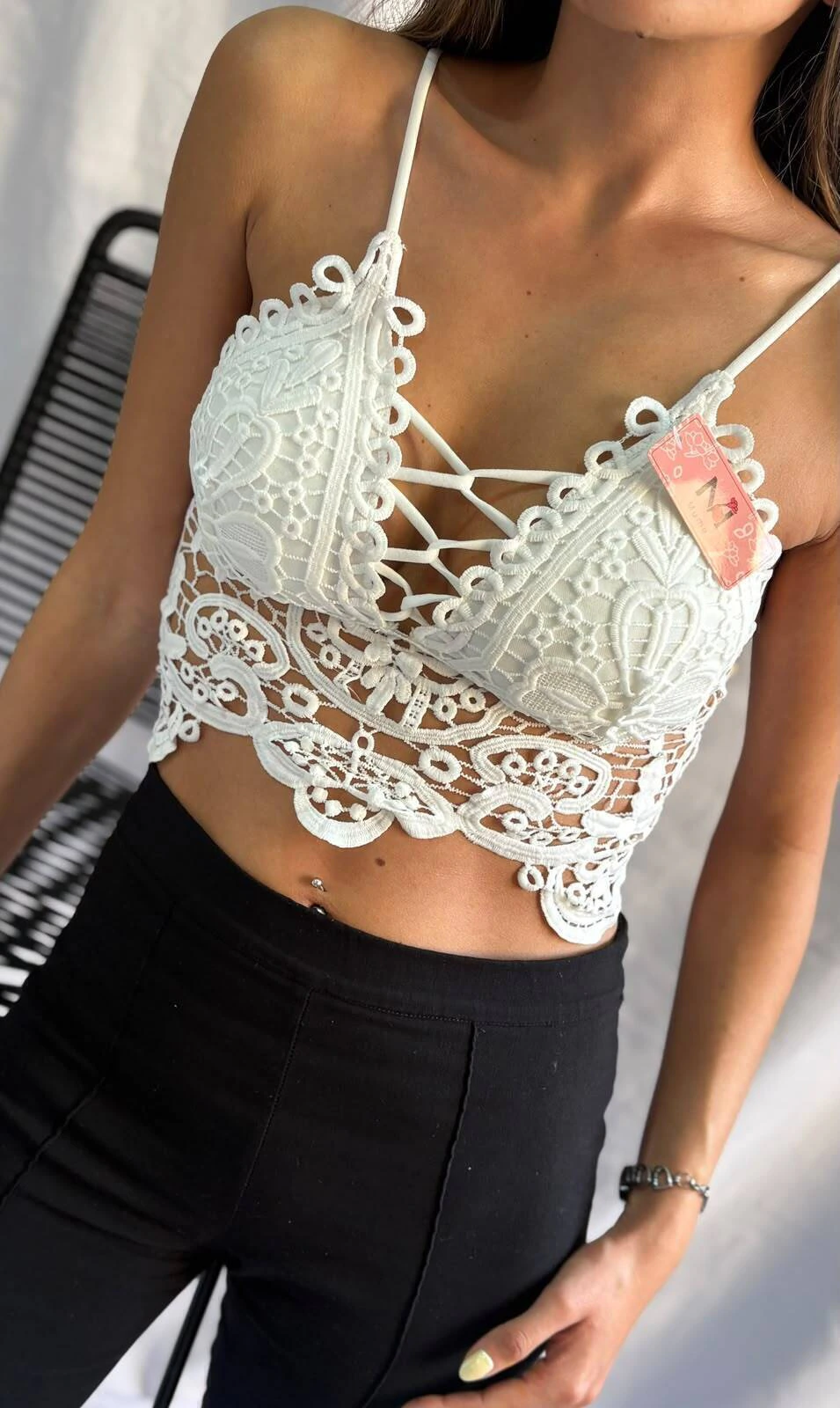 Sweet bralette de encaje estilo boho chic blanco - 192