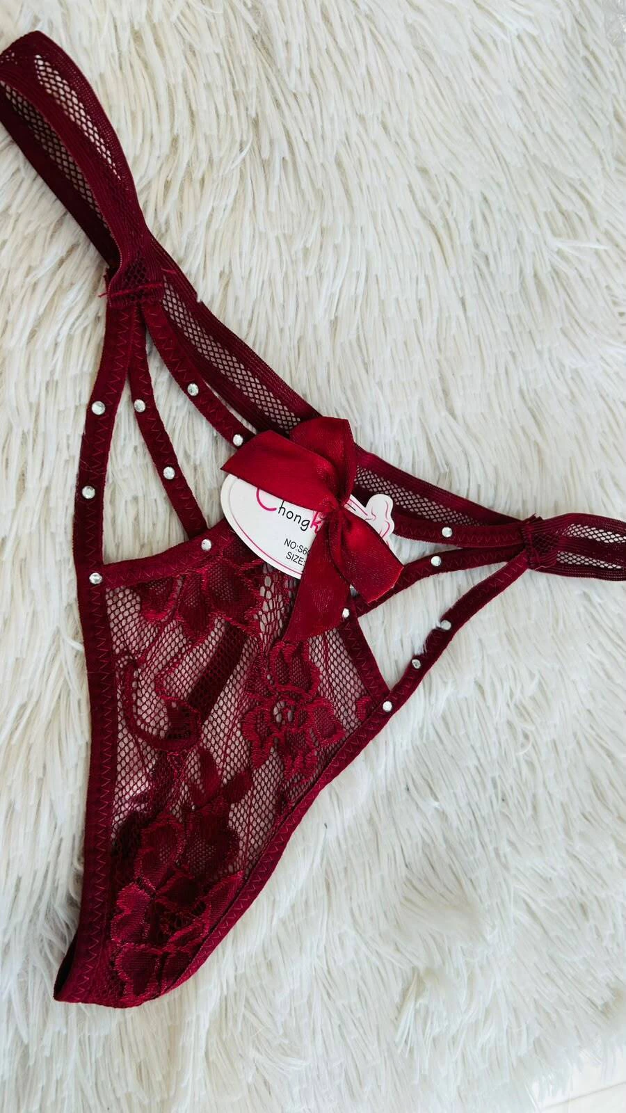 Sweet colalles lencera de encaje, red y strass bordo - 2313