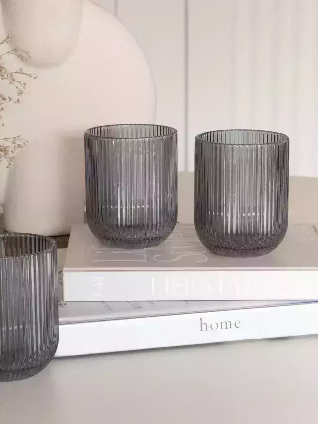 Set x3 vasos Rayados 260ml Gris GH-1964
