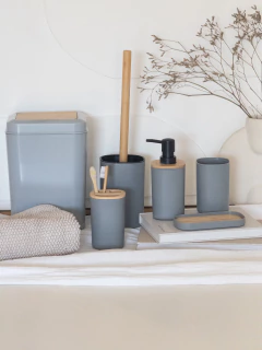 Set de Baño x6 Gris C/Bambú GH-008G, foto 1 de 10