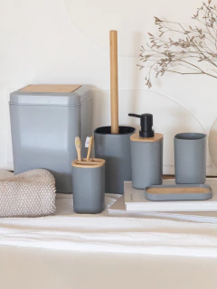 Set de Baño x6 Gris C/Bambú GH-008G, foto 4 de 10