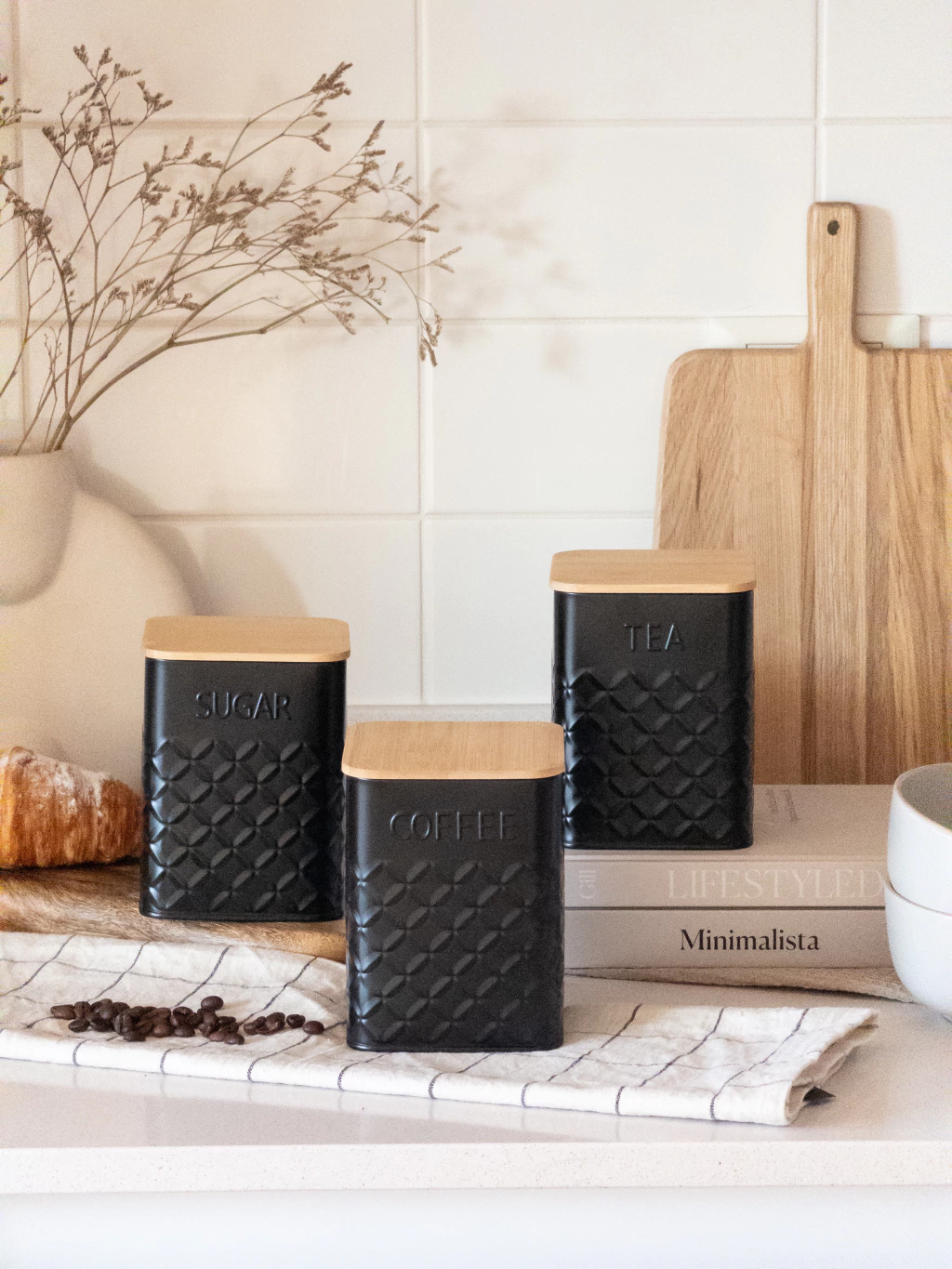 Set x3 Contenedores con relieve Negro GH-0056NG