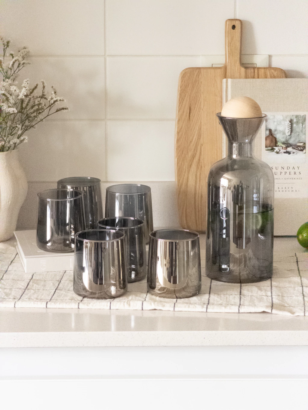 Set x7 Jarra + Vasos espejados Gris GH-2412