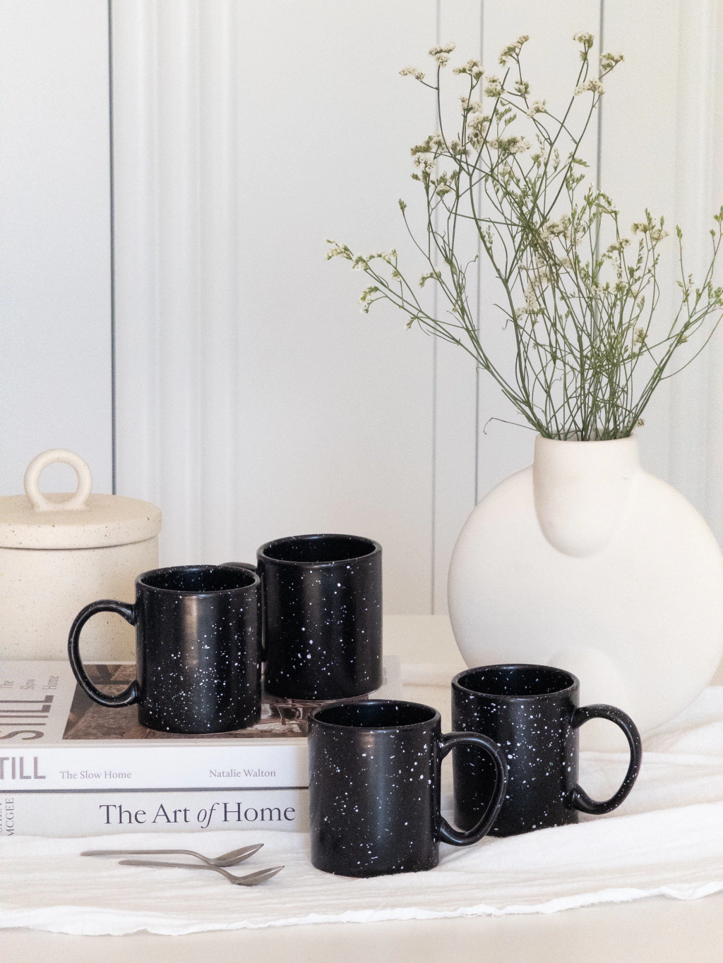 Set x6 Mug Negro Salpicado