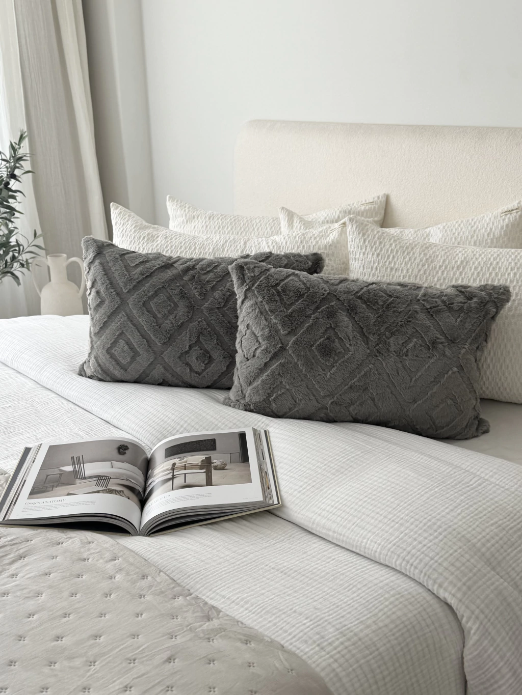 Funda Jacquard Rombos 60X40 Gris Claro GH-0036