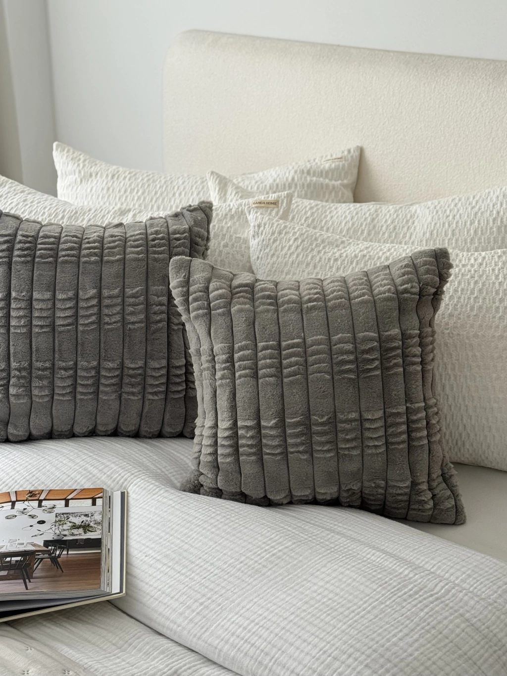 Funda Jacquard Bastón 45x45 Gris Claro GH-0037