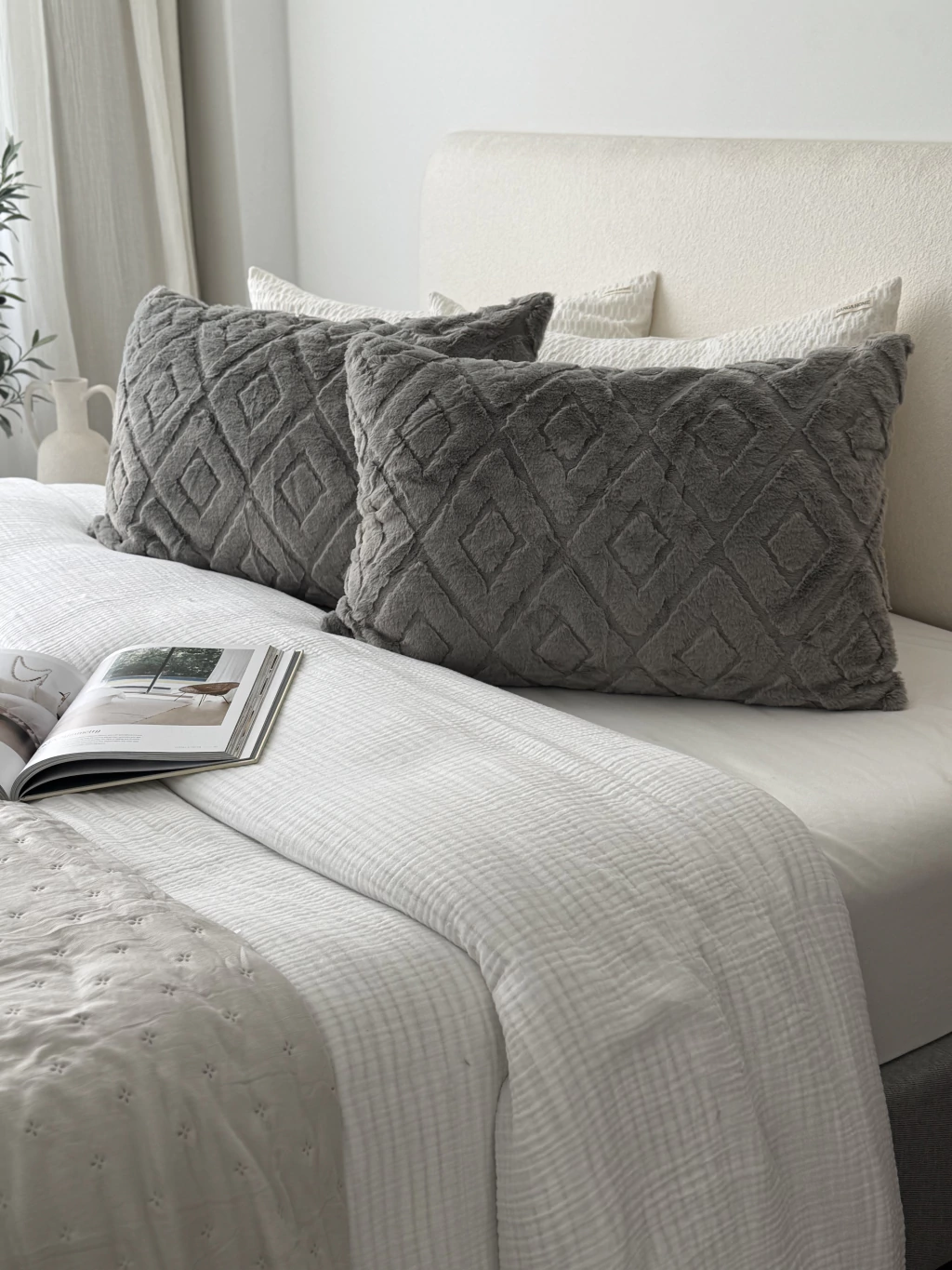 Funda Jacquard Rombos 50X70 Gris Claro GH-0035