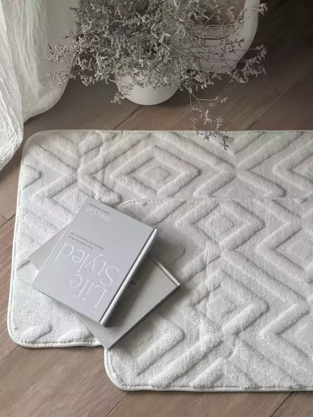 Set x2 Alfombras Rombos Off White GH-0074