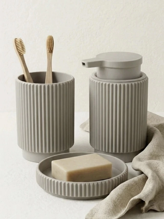 Set de Baño Efecto Silicona Gris GH-0209G