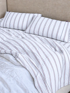Kit de Sabanas Stripe Blue Tommy Hilfiger + Cubrecama Mónaco Blanco, foto 1 de 2