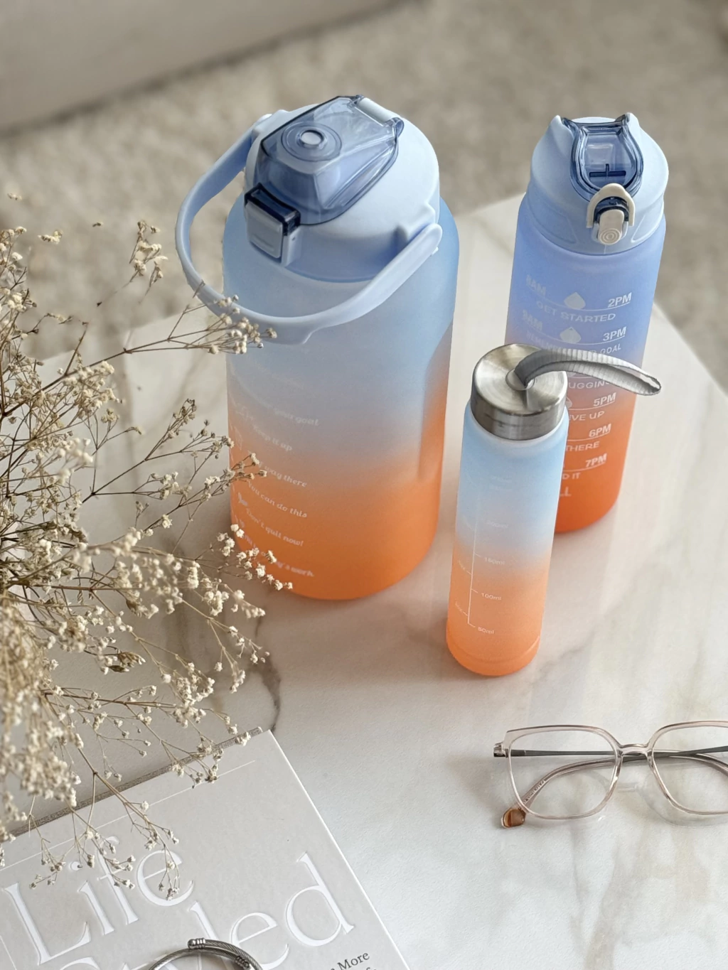 Set x3 Botellas Degrade Azul/Naranja GH-1609