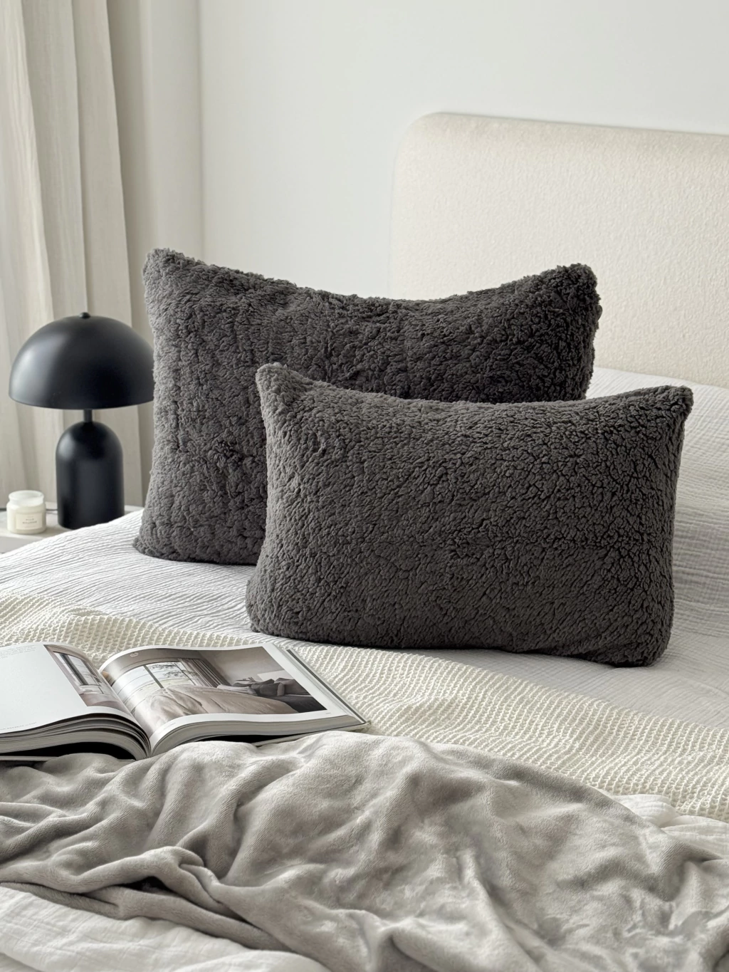 Funda Sherpa Gris Oscuro 60X40 GH-0021GO