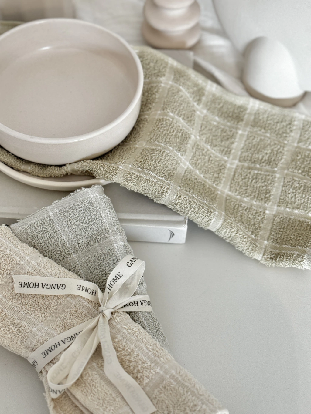 Pack x3 Repasadores (M) gris perla/beige/ verde claro
