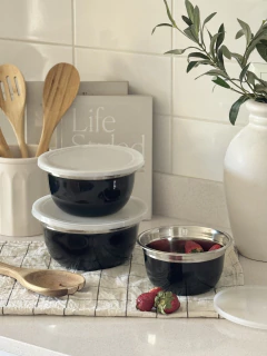 Set x3 Bowls Negro c/ Tapa GHI-8N, foto 3 de 10