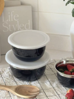 Set x3 Bowls Negro c/ Tapa GHI-8N, foto 4 de 10