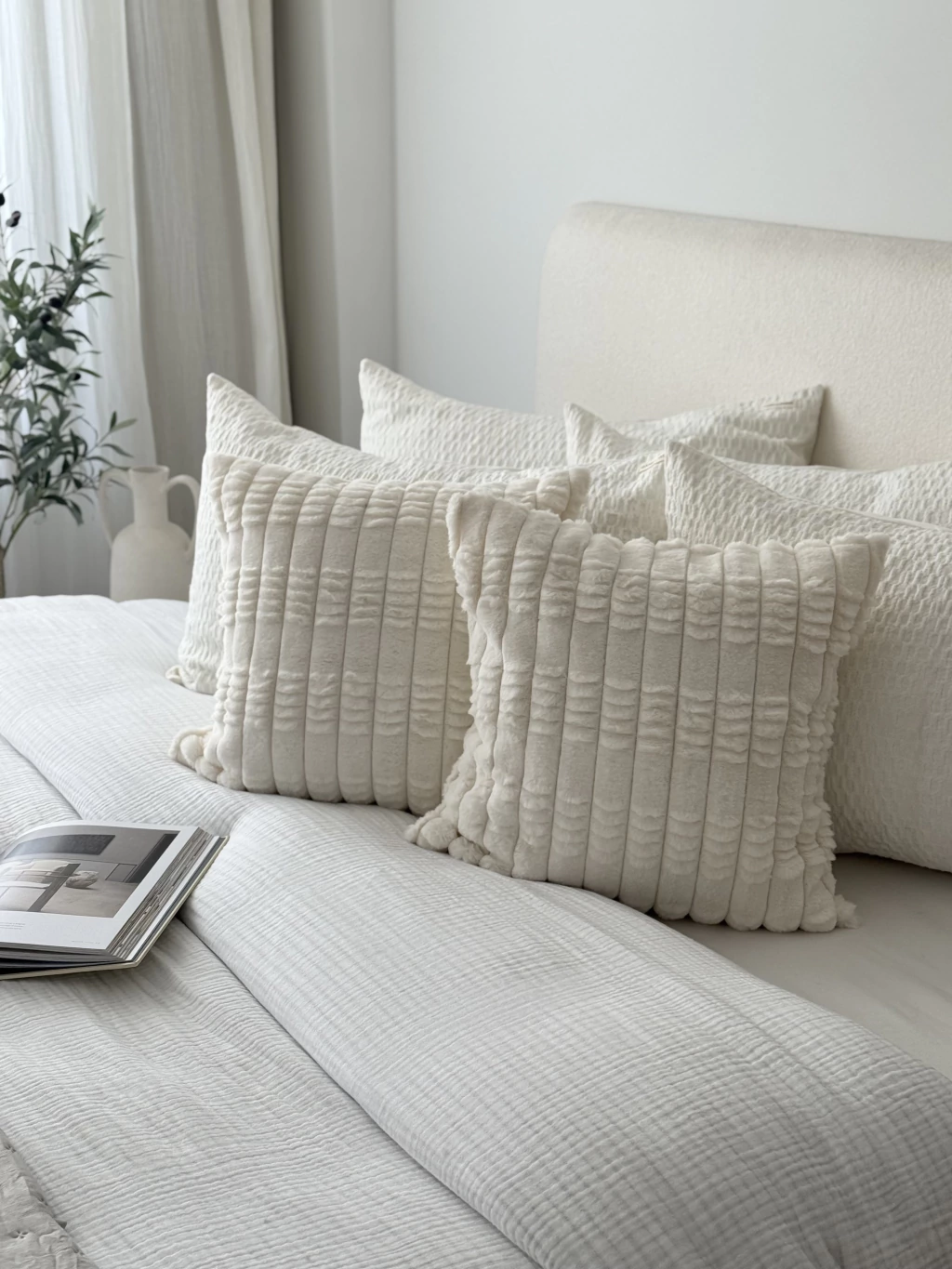 Funda Jacquard Baston 45x45 Off White GH-0037